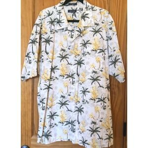 Nautica Men's Hawaiian XXL 2XL Linen Button-Up Shirt‎ Short Sleeve